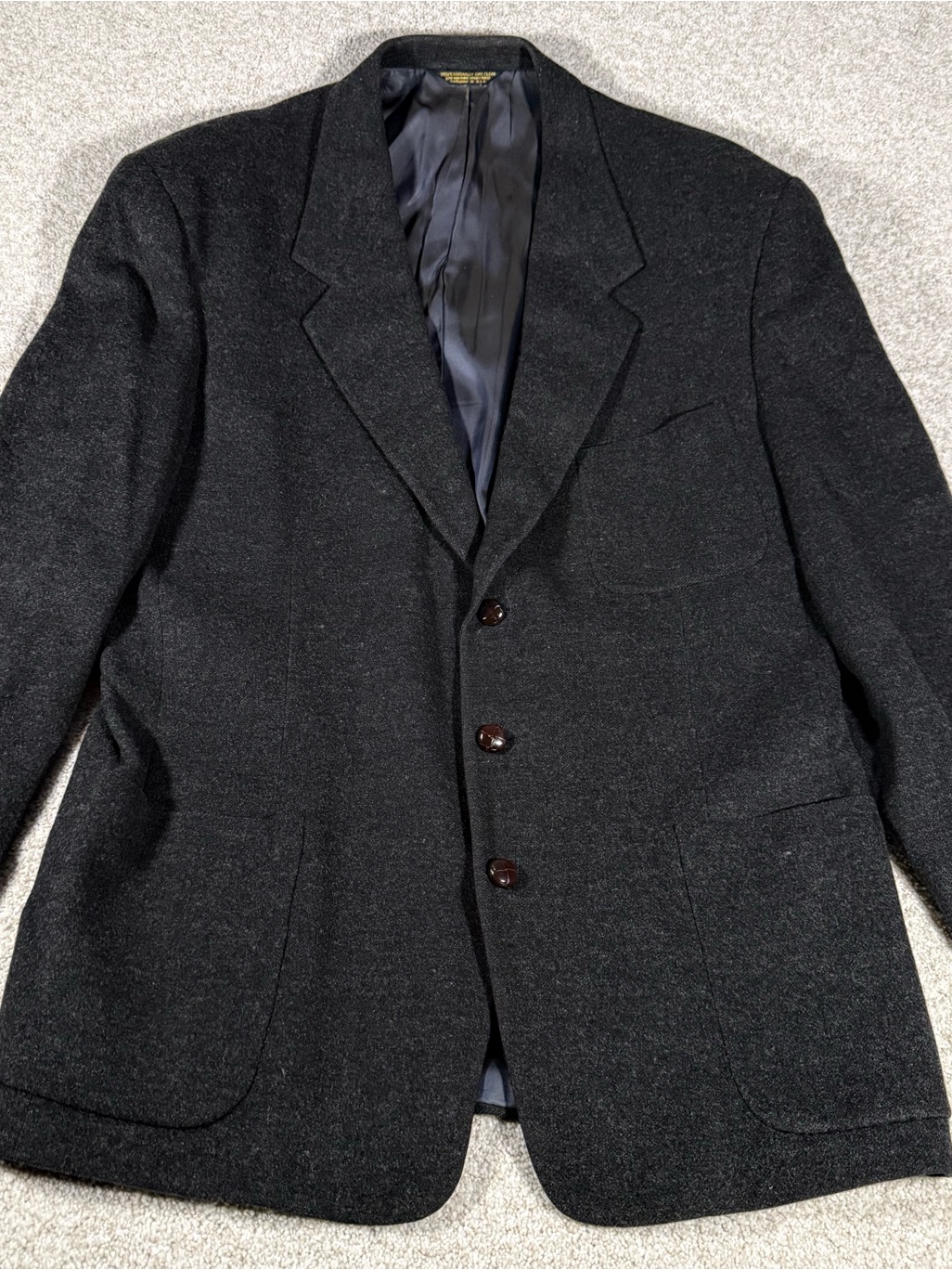 Vintage Nino Cerruti Rue Royale Blazer Dark Gray Wool Sport Coat 44r